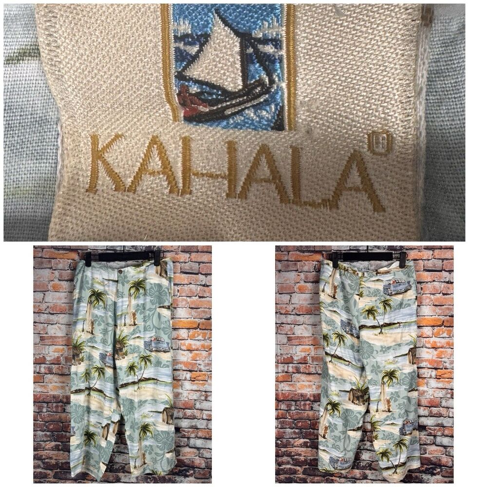Kahala Women's Lounge Pajama Relaxed Pants Size 6 Tropical Beach Print Trees